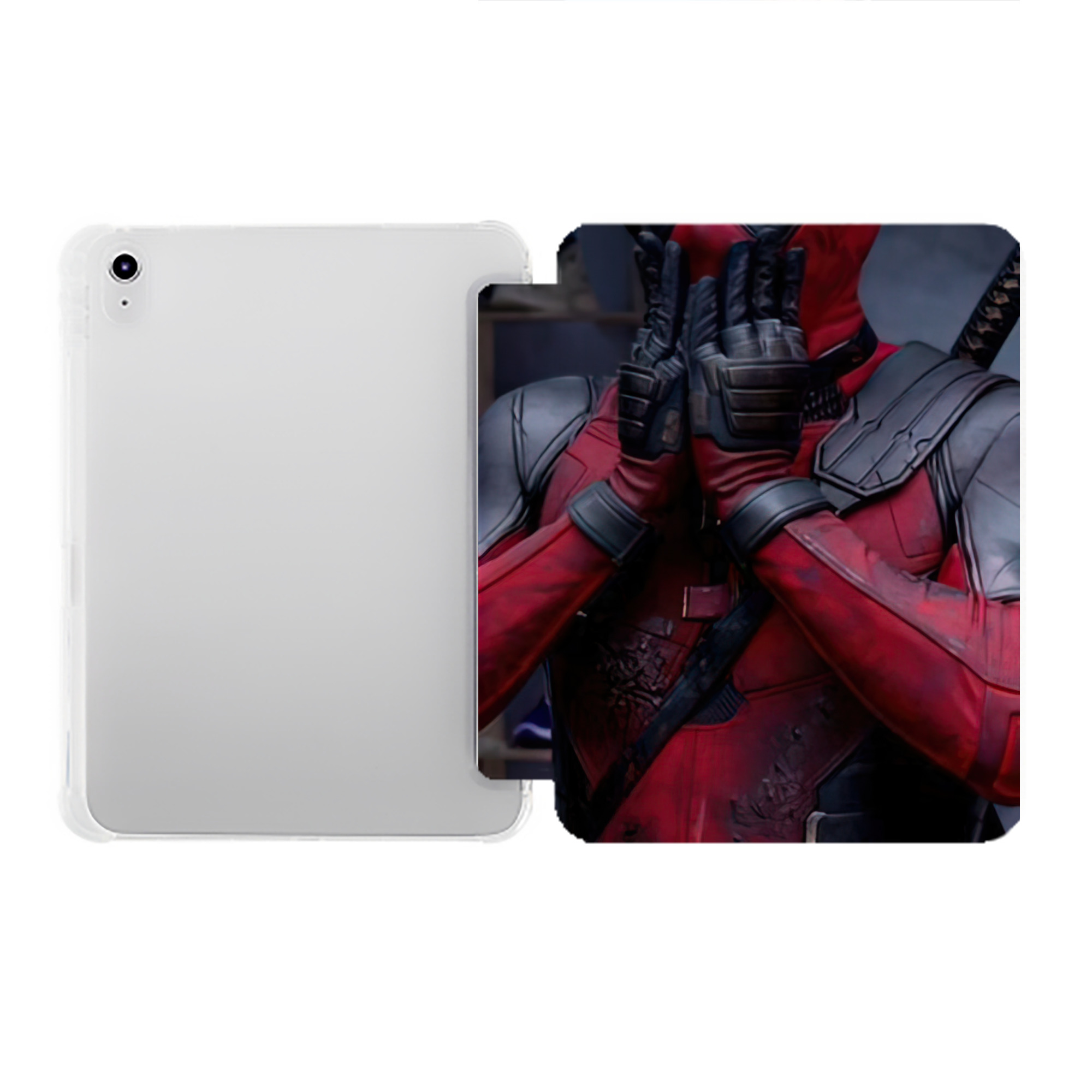 （画像用） Deadpool デッドプール IPad ケース ペン収納付き 三つ折りスタンド PUレザー×シリコン 対応機種9.5/10.5/10.9インチ